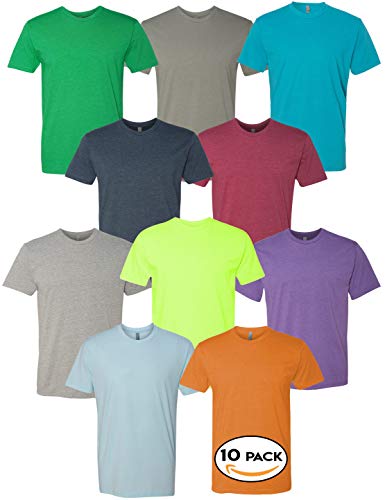 Next Level 6210 Multipack Unisex Bundle CVC Short Sleeve Crewneck T-Shirt 10 Pack, X-Large - Make Your Own Assorted Color Set