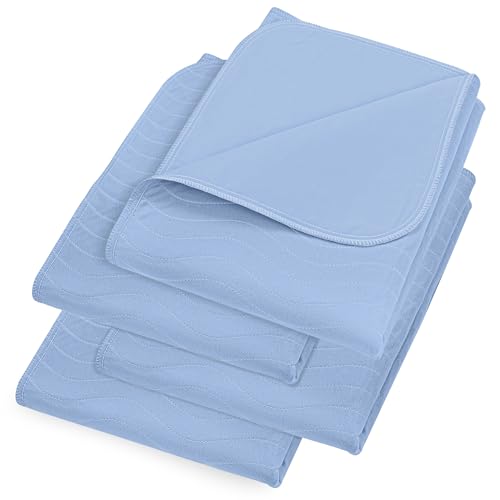 Utopia Bedding (Pack of 4) Waterproof Incontinence Pads Quilted Washable & Absorbent Bed Pad for Adults and Kids 34 x 52 inches (Blue)