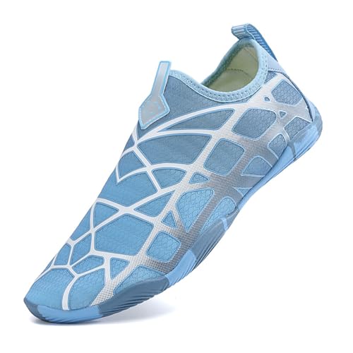 AUXDIQ Water Shoes Womens Mens Outdoor Quick Dry Unisex Sports Aqua Shoes for Beach Diving Snorkeling Surfing Blue Size 6