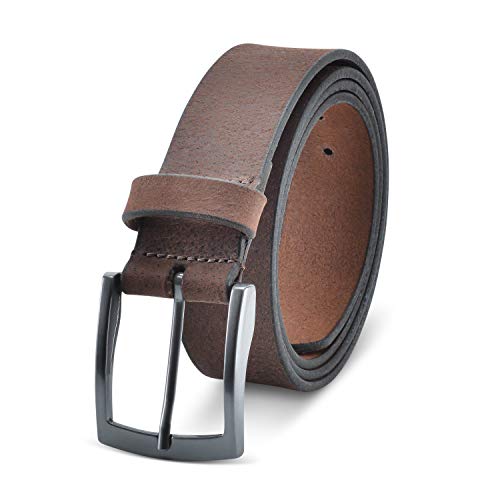 Exos Men’s Leather Belt, Casual Jean Belt, Full grain Leather (50, Dark Brown)