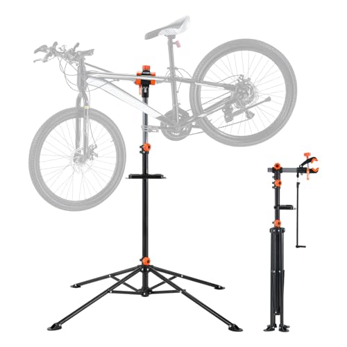VEVOR Bike Repair Stand, 4-Leg Steel Bicycle Repair Stand, 42.5'-74.8' Adjustable Height Bike Maintenance Work Stand with Magnetic Tool Tray, Foldable Bike Service Stand for Home, Shop (Max 80 Pounds)