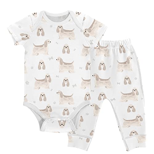 vvfelixl Baby Clothes American Cocker Spaniel Baby Layette Sets Unisex Short Sleeve Baby Pants Sets 3-6 Months