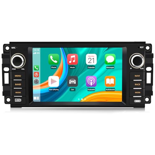 Car Stereo [2GB+32GB] for Jeep Wrangler JK Compass Patriot/Chrysler/Dodge RAM Charger, 7 inch Touch Screen Android Radio with Bluetooth GPS Navigation Wireless CarPlay Andriod Auto