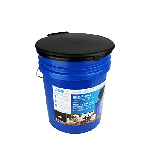 Camco Portable Toilet Bucket | Features 3 Bag Liners for Easy Clean Up & Attached Carry Handle | Includes Seat and Lid Attachment (41549)