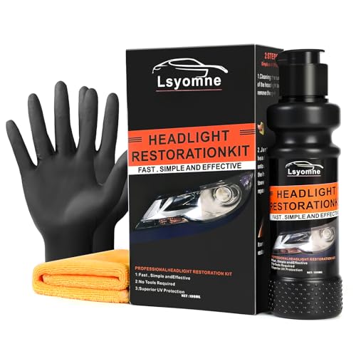 Lsyomne Headlight Restoration Kit - 1 Step Headlight Restore and Protect - Restores and Polishes Headlights - Brings Headlights Back to Like New Condition