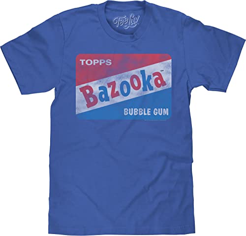 Tee Luv Men's Big and Tall Bazooka Bubble Gum T-Shirt - Topps Novelty Candy Shirt, Royal Snow Heather, 4XLT