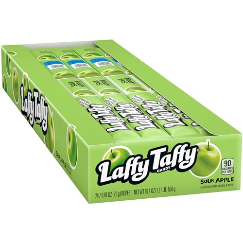 Laffy Taffy Rope Candy, Sour Apple Flavor, 0.81 Ounce Ropes (Pack of 24)