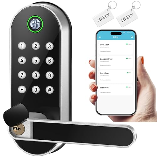 Smart Door Lock Keyless Fingerprint: Sifely Smart Lock Front Door, Keyless Entry Door Lock with Code Passcode, Electronic Digital Door Lock, Electric Door Knob, Biometric Door Handle