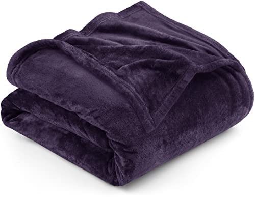 Utopia Bedding Fleece Blanket Queen Size Purple 300GSM Luxury Bed Blanket Anti-Static Fuzzy Soft Blanket Microfiber (90x90 Inches)