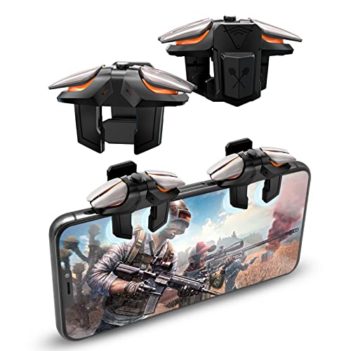 Newseego Mobile Game Controller, Sensitive Mobile Gaming Trigger Shooter with Six-Finger Linkage for iPhone & Android, Controller Joysticks Aim & Fire Trigger Keys for Survival Rules/Knives Out