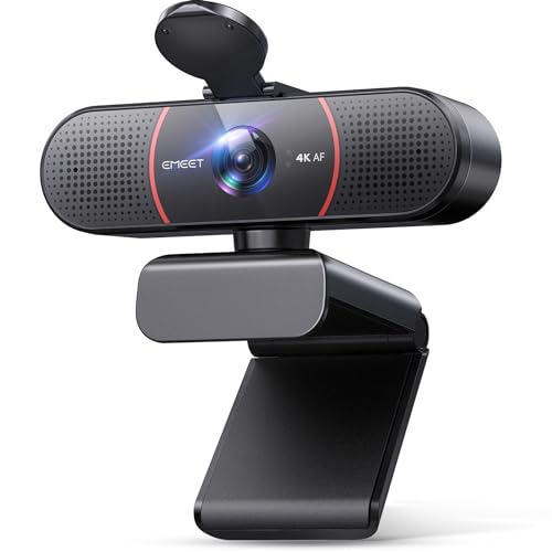 EMEET C960 4K Webcam for PC, 4K UHD Sony Sensor, TOF Auto Focus, Dual AI Noise-Cancelling Mics, Auto Light Correction, 66° FOV, Plug&Play Webcam w/Privacy Cover, Works w/Zoom/Teams/Skype/Google Meet