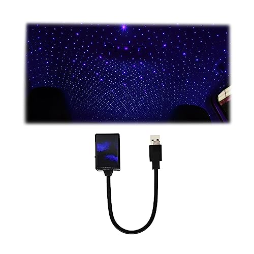 Portable USB Car Ceiling Light with Sound Activated LEDs - Romantic Night Light and Projector for Car Interior Decoration