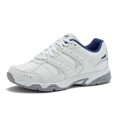 AVIA Verge Womens Sneakers - Tennis, Court, Cross Training, or Pickleball Shoes for Women, 8.5 Wide, White/Blue/Silver