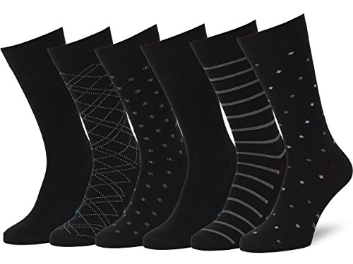 Easton Marlowe Mens Dress Socks 10-13 Black Dress Socks 6 Pack Classic Patterned Dress Socks #4-3 Mens Socks Size 10-13 9-12