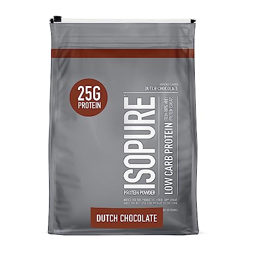 Isopure Protein Powder, Low Carb Whey Isolate, Gluten Free, Lactose Free, 25g Protein, Keto Friendly, Dutch Chocolate, 103 Servings, 7.5 Pound (Packaging May Vary)