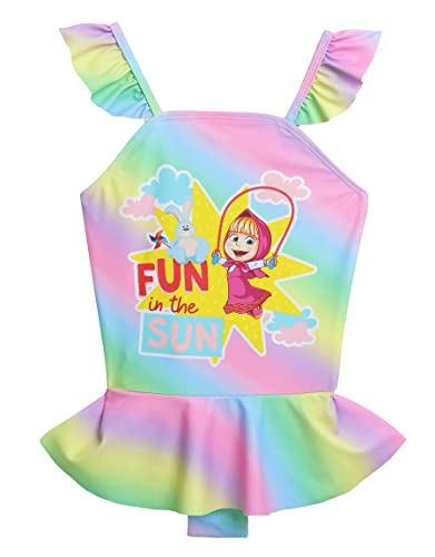 Masha and the Bear Girls Rainbow Shoulder Straps One Piece Swimsuit (as1, Age, 3_Years, 4_Years, Multicolored)