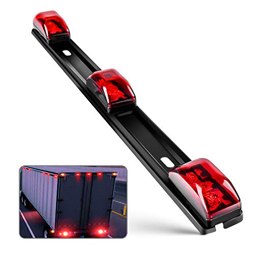 Nilight TL-11 1PC Red 9 LED ID Bar Marker Tail Black Stainless Steel Bracket for Truck Trailer Boat Identification Light, 2 Years Warranty