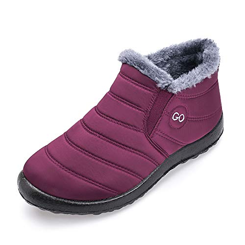 HARENCE Snow Boots for Women Winter Boot with Comfortable Warm Fur Lined Ankle Booties Outdoor Slip On Waterproof Short Boots