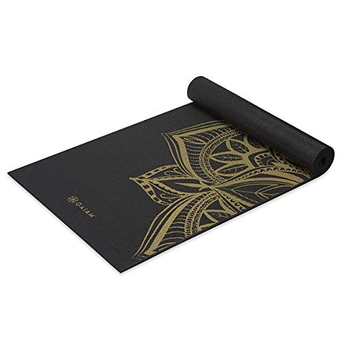 Gaiam Yoga Mat Premium Print Extra Thick Non Slip Exercise & Fitness Mat for All Types of Yoga, Pilates & Floor Workouts, Metallic Bronze Medallion, 6mm, 68'L x 24'W x 6mm Thick
