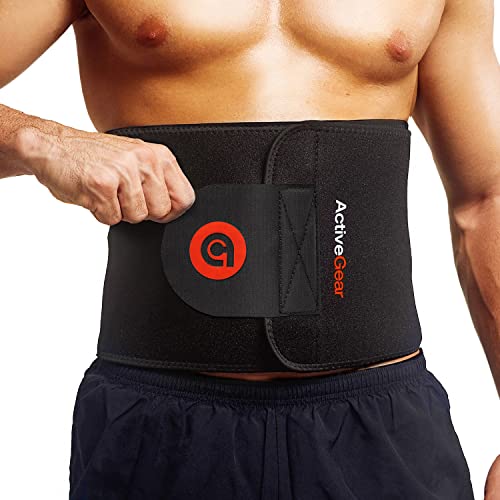 ActiveGear Waist Trimmer Belt for Stomach and Back Lumbar Support, Medium: 8' x 42' - Red
