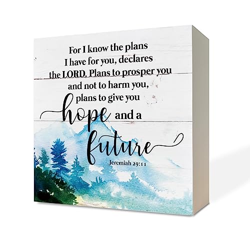 Christian Wood Signs, Bible Verse Jeremiah 29:11 - For I Know the Plans I Have For You, Box Sign Decor Tabletop, Christian Wooden Box Sign, Religious Home Decor, Encouragement Spiritual Gifts