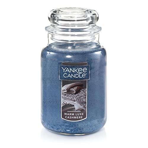 Yankee Candle Warm Luxe Cashmere Scented, Classic 22oz Large Jar Single Wick Aromatherapy Candle, Over 110 Hours of Burn Time, Apothecary Jar Fall Candle, Autumn Candle Scented for Home