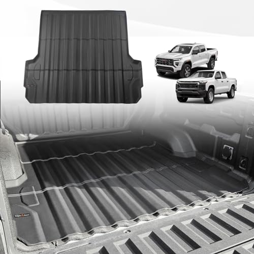 TripleAliners Truck Bed Mat Compatible with 2023 2024 2025 Chevy Colorado/GMC Canyon Accessories 5FT Vehicle Bed Mat Perfectly Flush All Weather Protection TPE Heavy Duty Pickup Car Bed Cargo Mat