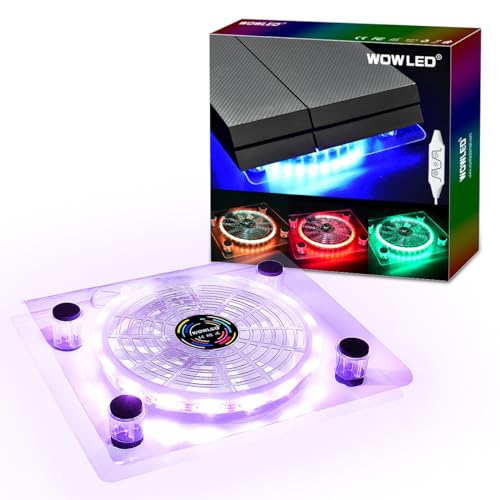 WOWLED Cooling Fan Mini 3 Keys Control Gaming USB RGB LED Cooler Thermal Fan Pad for PS4 Playstation 4 Xbox One X Consoles Laptop Notebook PC CPU Coolers Computer Cooling Strip Light Case Fan
