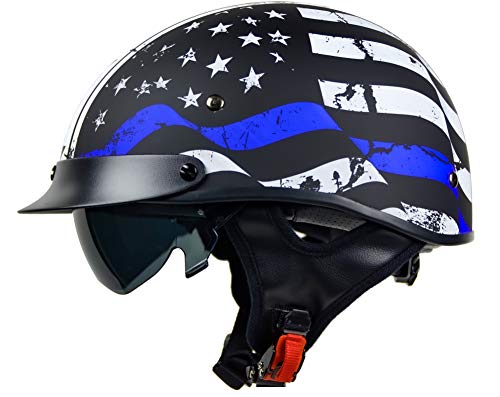 Vega Helmets 7850-023 Unisex-Adult Half Size Motorcycle Helmet (Back the Blue, Medium)