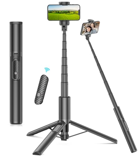 Gahenwo 60' Phone Tripod & Selfie Stick with Remote for Cell Phone 4'-7', Portable Smartphone Tripod Stand Compatible with iPhone Android, Lightweight Travel Tripod for Selfies Video Recording Vlog