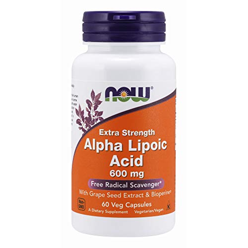 NOW Supplements, Alpha Lipoic Acid 600 mg with Grape Seed Extract & Bioperine, Extra Strength, 60 Count (Pack of 1)