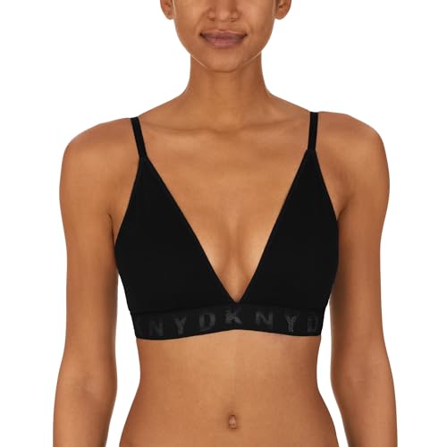 DKNY Women's Seamless Litewear Rib Bralette, Black, Large