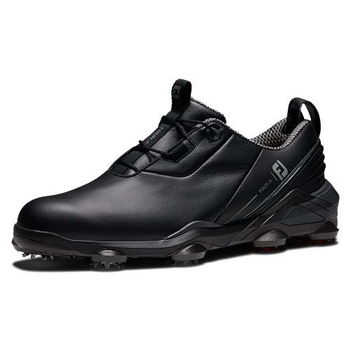 FootJoy Men's Tour Alpha Golf Shoe, Black/Charcoal/Red, 10