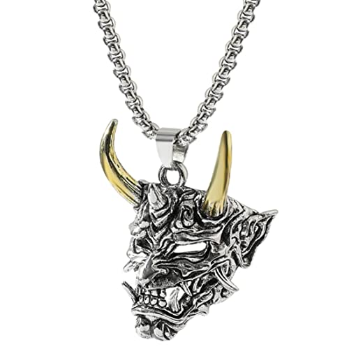 PILLOBOX Hannya Oni Gothic Jewelry Necklace Vintage Pendant Gifts for Teen Boy Girl Men Woman