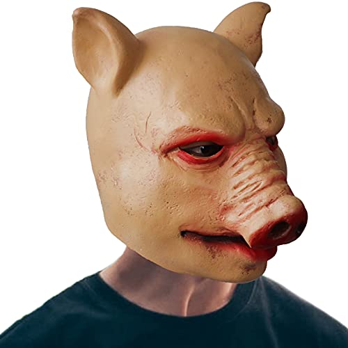 ifkoo Realistic Pig Mask Latex Halloween Costume Party Cosplay Animal Head Adult (PIG)