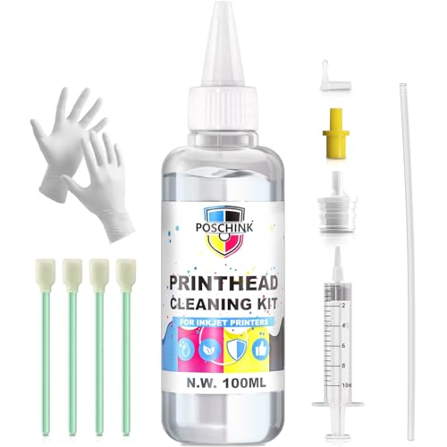 Printhead Cleaning Kit for Epson Printer Nozzle Cleaning Kit, Best Printers Printhead Cleaning Kit for HP Print Head, Printer Cleaner Kit for Brother, Inkjet Printer Head Cleaner Solution for Canon