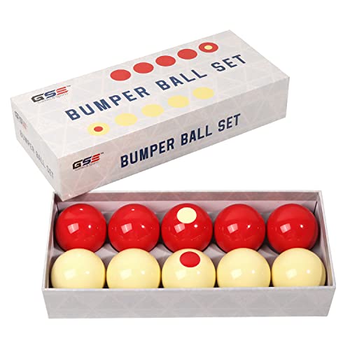 GSE 2-1/8' Regulation Size Bumper Pool Balls, Standard Set of 10 Billiard Ball Set, Bumper Pool Table Accessories