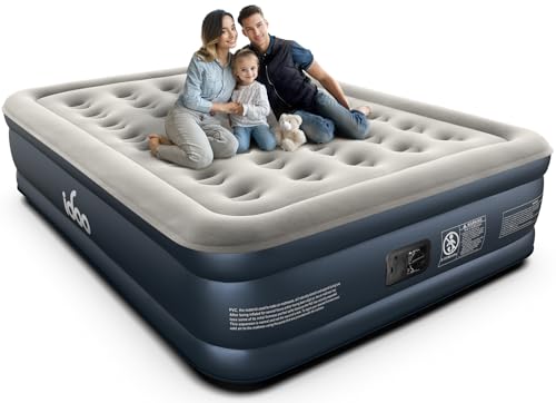 iDOO Queen Air Mattress with Built in Pump, 18' Raised Comfort Blow up Mattress, Upgraded Four Chamber Airbed, Durable Inflatable Mattress for Guests & Home, colchon inflable, Air Bed, 650lbs Max