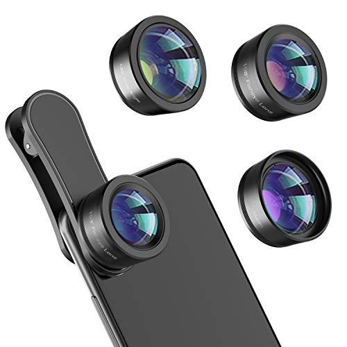 Upgraded 3 in 1 Phone Camera Lens kit-198° Fisheye Lens + Macro Lens + 120° Wide Angle Lens,Clip on Cell Phone Lens Kit Compatible with iPhone Samsung Android Smartphones