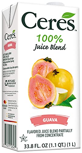 Ceres 100% All Natural Pure Fruit Juice Blend, Guava - Gluten Free, Rich in Vitamin C, No Added Sugar or Preservatives, Cholesterol Free - 33.8 FL OZ (Pack of 2)
