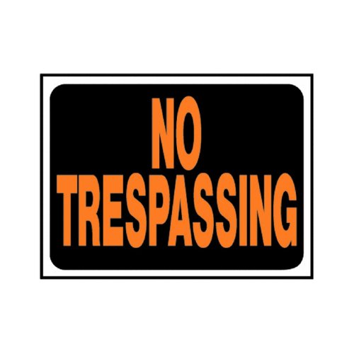 Hy-Ko Products 3014 No Trespassing Plastic Sign 8.5' x 12' Orange/Black, 1 Piece