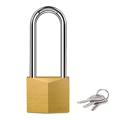 Puroma 1 Pack Keyed Padlock Waterproof Solid Brass Lock, 2.6 Inch Padlock with Keys for Sheds, Storage Unit School Gym Locker, Fence, Toolbox, Hasp Storage