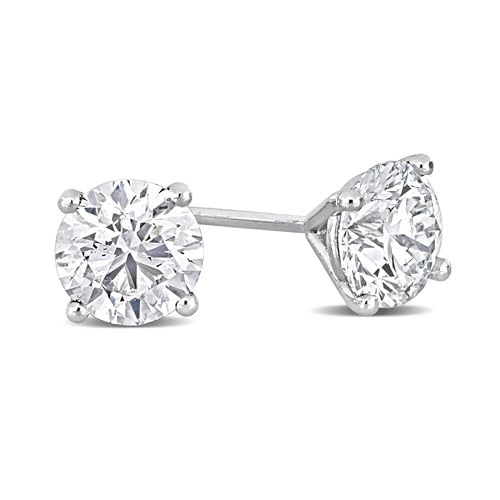 IGI Certified Lab Grown Diamond Earrings - 1 or 2 CT Diamond Solitaire Stud Earrings for Women, White Gold or Platinum - D Color - VVS2 Clarity (2 CTTW - Earring - Platinum)