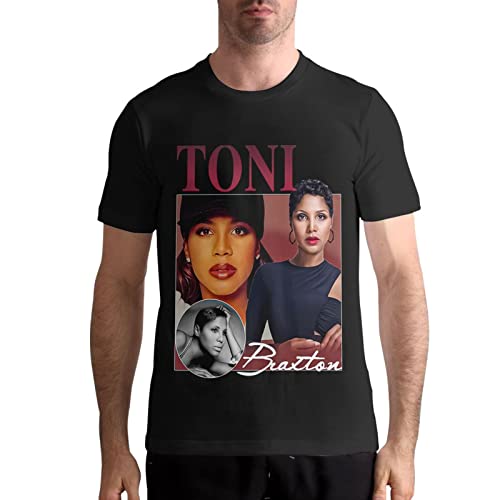 CHLGEAR Toni Singer Braxton Mens Cotton Shirt Short Sleeve Men's T Shirts Novelty Casual Top Summer Fashion Tees Black Medium