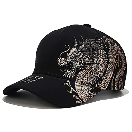 XYIYI Dragon Black Original Classic Cotton Baseball Cap Adjustable Dad Hat Unconstructed Plain Cap