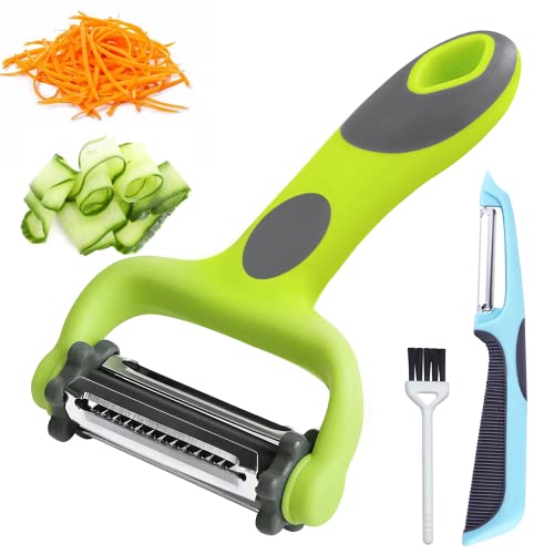 Potato Apple Vegetable Peelers for Kitchen, I and Y Peelers for Fruit Veggie Potatoes Carrot Cucumber, 3 in 1 Blade Spin Design With Julienne Function