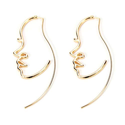 HZJCC Hollowed out face drop earrings for women gold plated punk earrings Jewelry (Gold)…