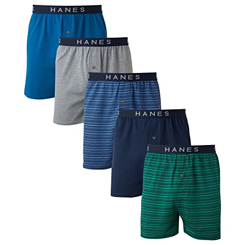 Hanes Men Hanes Ultimate Men's Dyed Knit Boxes with Exposed Comfort Flex Waistband, 5-Pack Assorted Colors