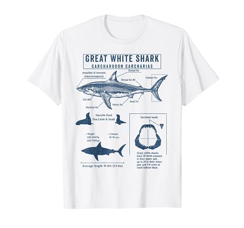Great White Shark Anatomy , Marine Biologist T-Shirt
