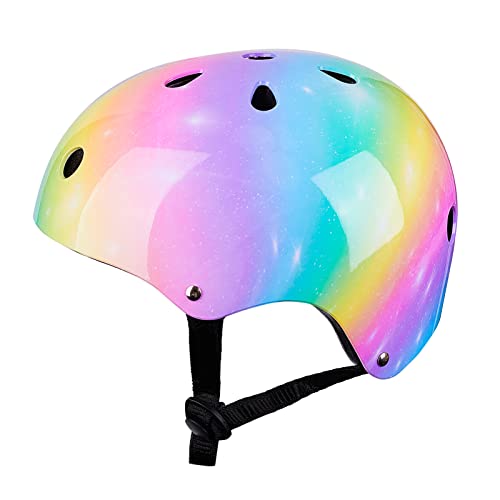 Toddler Helmet, Bienbee Kids Bike Helmet Skateboard Helmets for Bicycle Balance Bike Scooter for Girls Kids Age 3-5-8-14 Years, Rainbow S